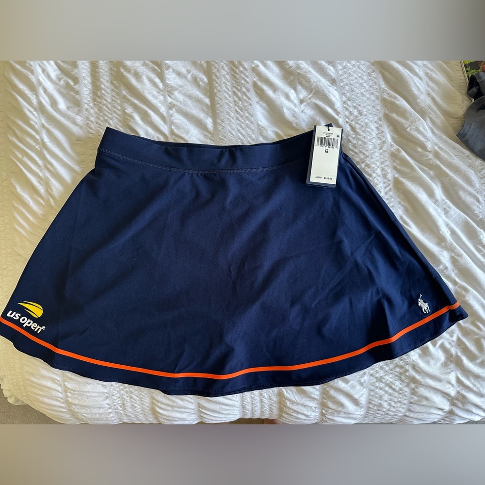 Ralph Lauren US Open Women’s Tennis Skirt – Navy with Orange Trim, Size M, NWT